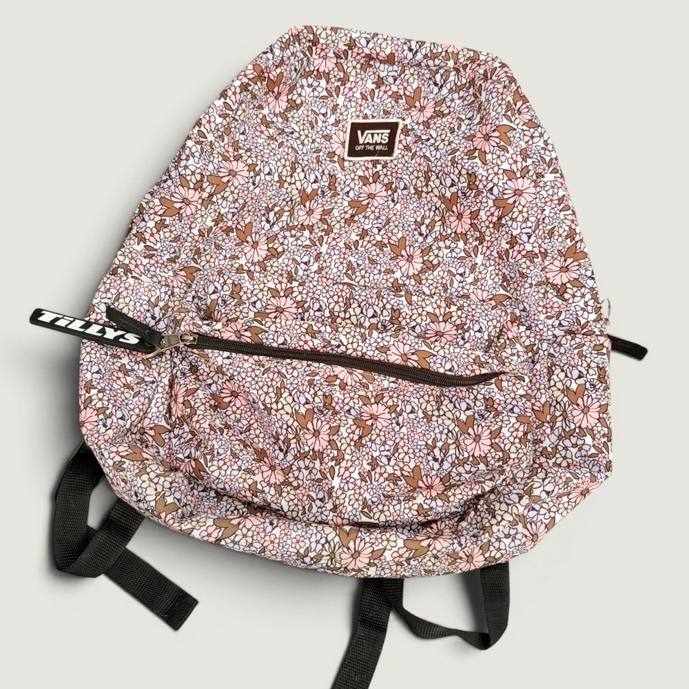 Vans Floral Print Realm Backpack Pink Brown Ditsy Flower School Bag Bookbag
